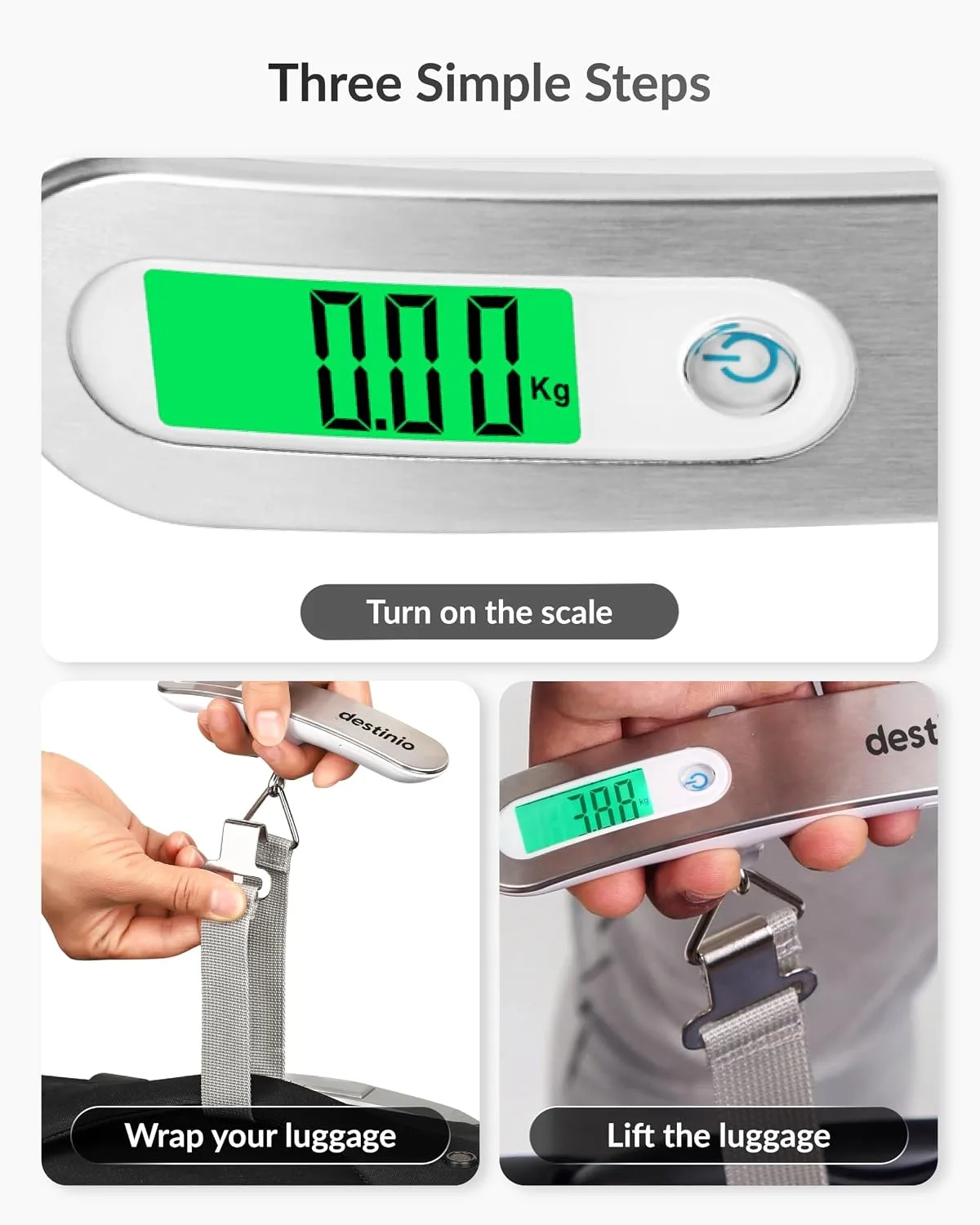 In-Depth Review: best travel luggage scale digital - Destinio Digital Weight Machine for Luggage – 50kg Capacity, Portable Hanging Weighing Scal 6 Destinio Digital Weight Mach - view 5