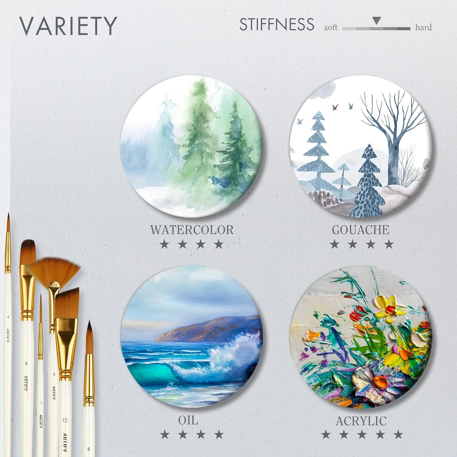 In-Depth Review: best oil paint set - ARTIFY 15 Pieces Paint Brush Set, Intermediate Series, Includes Pop-Up Carrying Case with Palette Knife and 2 Sp 7 ARTIFY 15 Pieces Paint Bru - view 6