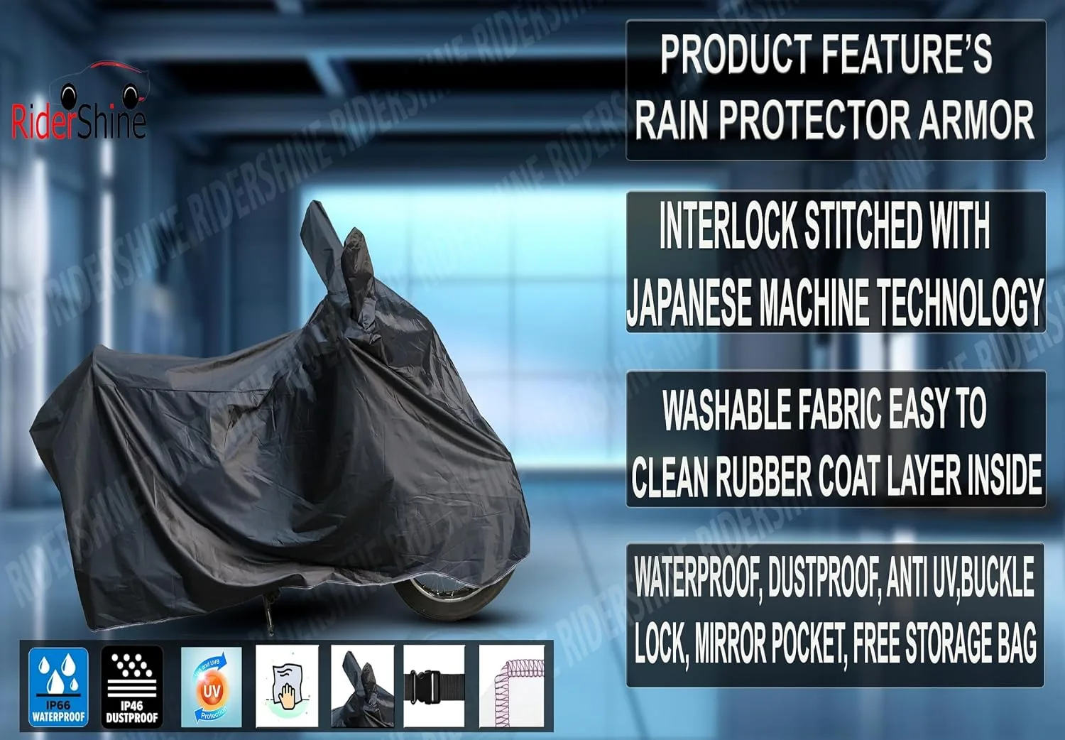 In-Depth Review: best bike storage cover - RiderShine 100% Dust & Waterproof (Tested) Bike Scooty Body Cover Compatible with Classic 350 with Dou 4 RiderShine 100% Dust & Wa - view 3