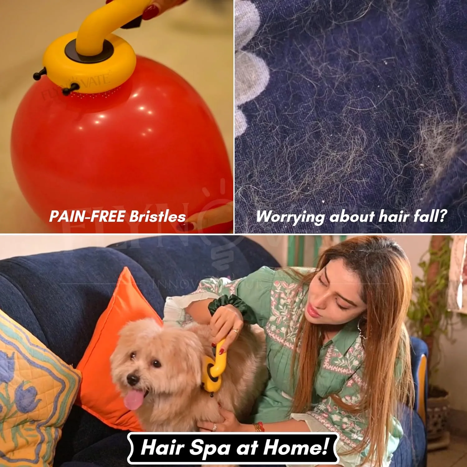 In-Depth Review: best dog brush slicker - Flynovate Honey Bee Dog Comb & Cat Comb – Pet Hair Remover Grooming Brush with Switch & PAIN 6 Flynovate Honey Bee Dog Comb - view 5