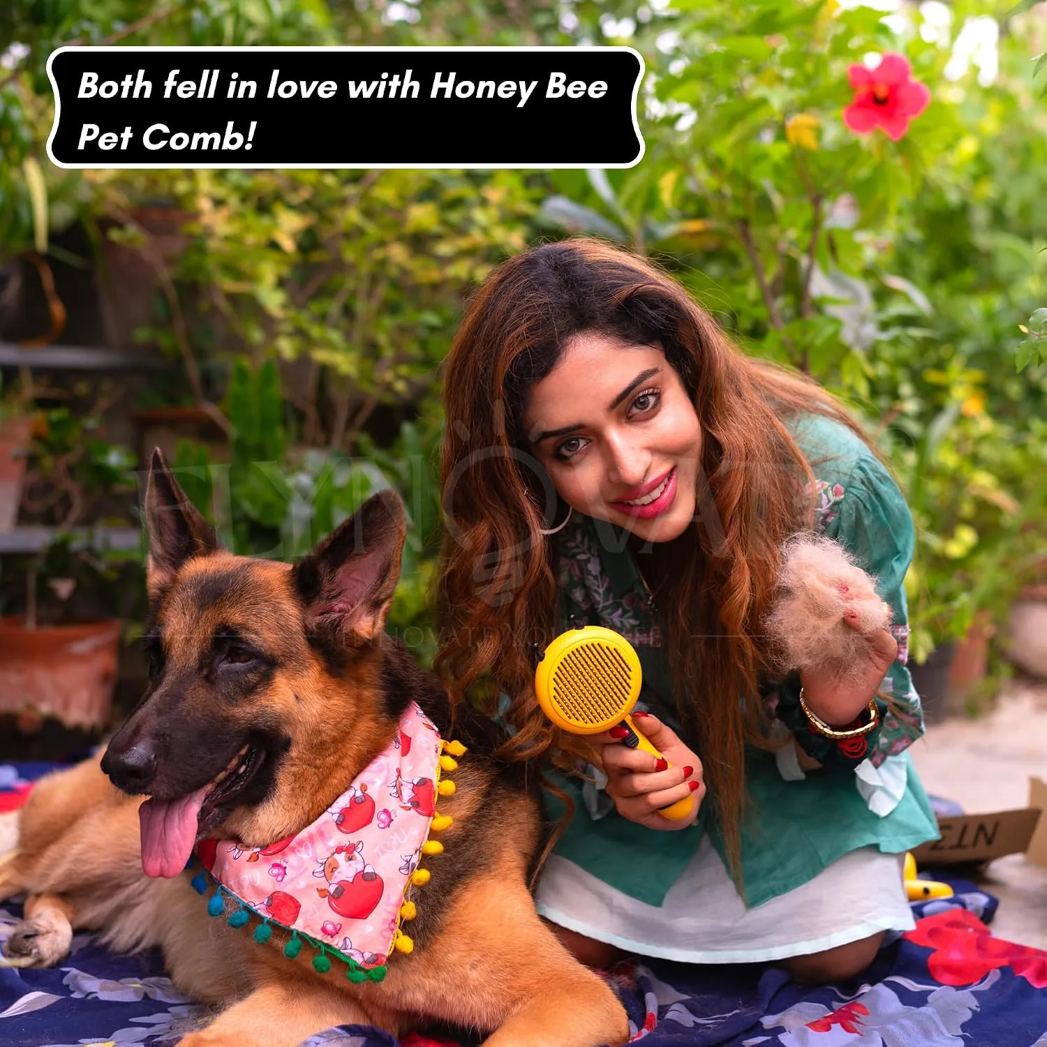 In-Depth Review: best dog brush slicker - Flynovate Honey Bee Dog Comb & Cat Comb – Pet Hair Remover Grooming Brush with Switch & PAIN 4 Flynovate Honey Bee Dog Comb - view 3