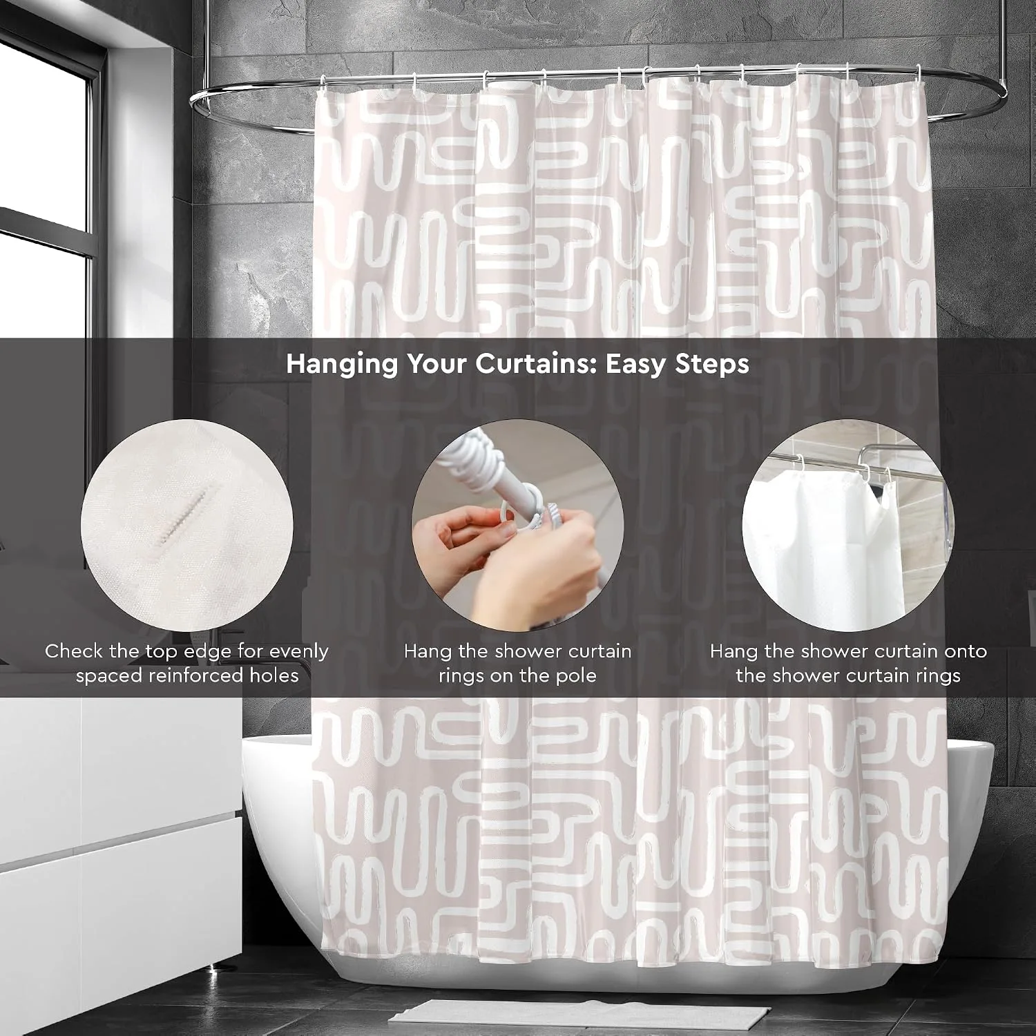 Encasa XO Shower Curtain, - view 6