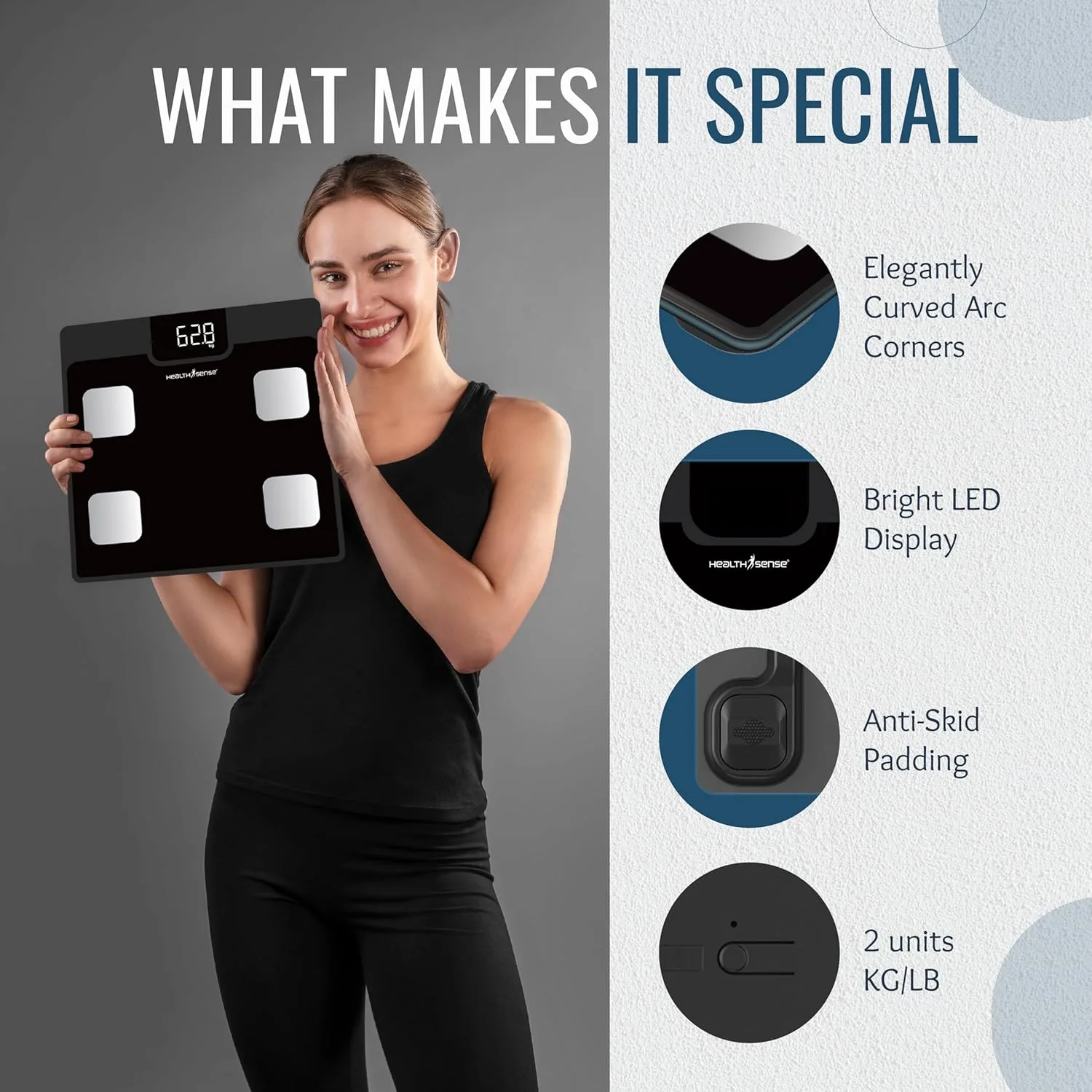 In-Depth Review: best body fat analyzer - HealthSense BS161 Bluetooth BMI Digital Weight Machine with Fat Analyzer, Smart Body Composition Scale, Mobi 4 HealthSense BS161 Bluetooth BMI - view 3