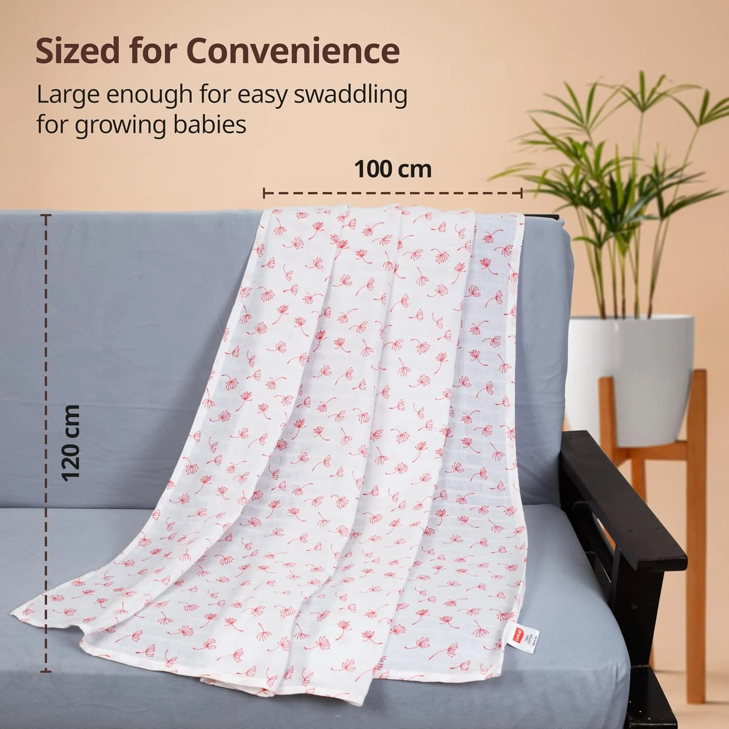 In-Depth Review: best baby muslin cloth - LuvLap 100% Cotton Muslin Baby Swaddle Set, Baby Towel, Size-120cm x 100cm (47″x39″), Hearts Bir 6 LuvLap 100% Cotton Muslin - view 5