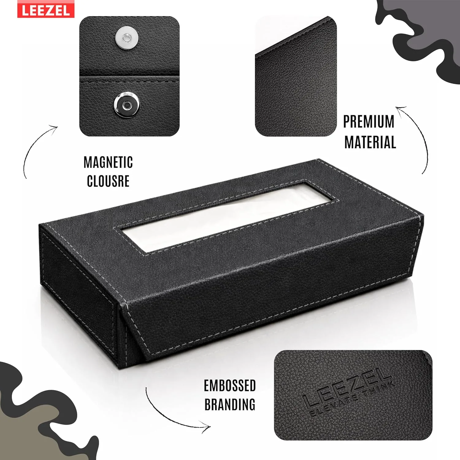 In-Depth Review: best tissue box holder - LEEZEL| Tissue Box Holder with 100 Pulls Cotton Rags Tissue | Handcrafted Fine Leather – Like Finish | 4 LEEZEL| Tissue Box Holder w - view 3