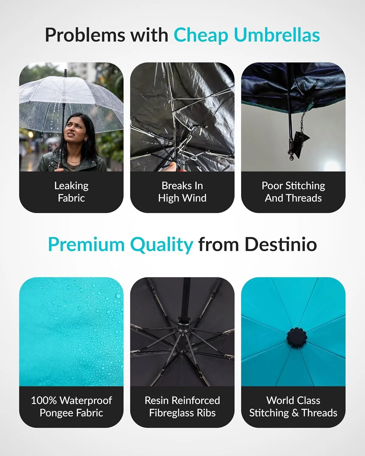 In-Depth Review: best travel umbrella compact - Destinio Umbrella for Women, Umbrella for Men – Automatic 3 Fold Windproof for Travel with Auto 8 Destinio Umbrella for Women, - view 7