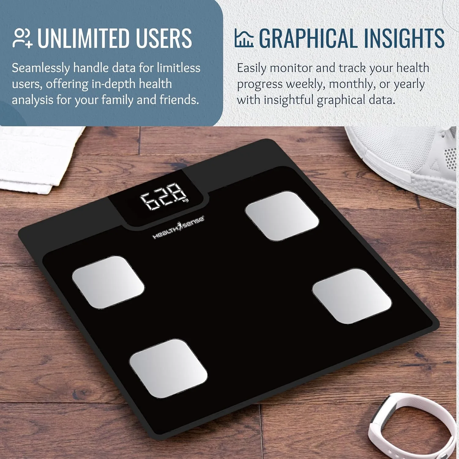 In-Depth Review: best body fat analyzer - HealthSense BS161 Bluetooth BMI Digital Weight Machine with Fat Analyzer, Smart Body Composition Scale, Mobi 5 HealthSense BS161 Bluetooth BMI - view 4