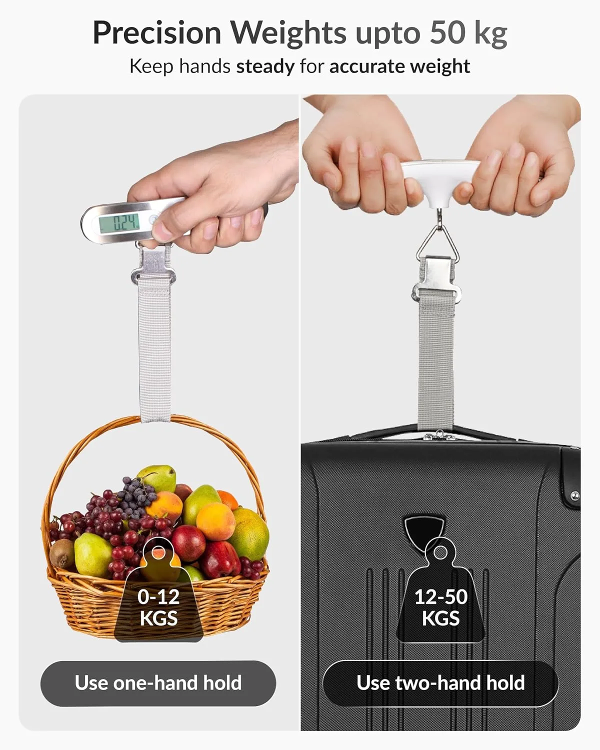 In-Depth Review: best travel luggage scale digital - Destinio Digital Weight Machine for Luggage – 50kg Capacity, Portable Hanging Weighing Scal 4 Destinio Digital Weight Mach - view 3
