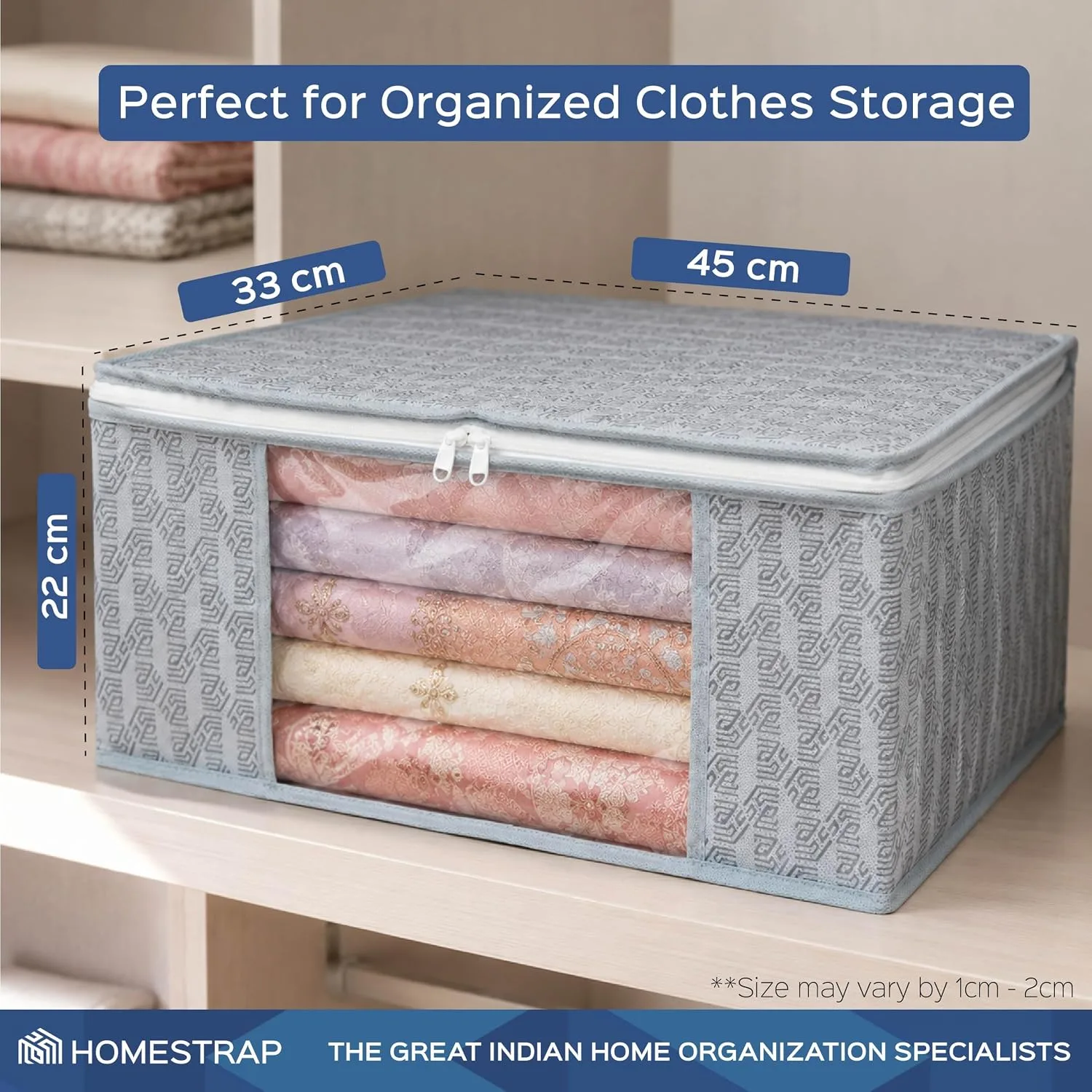 In-Depth Review: best wardrobe organizer - Homestrap Set of 6 Non-Woven Printed Saree Cover/Cloth Storage/Wardrobe Organizer For Clothes with Transpar 3 Homestrap Set of 6 Non-Woven - view 2