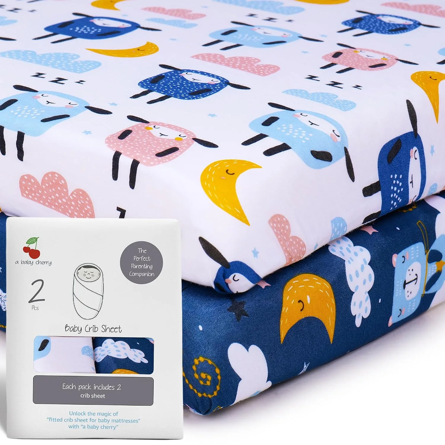 In-Depth Review: best travel crib baby - A Baby Cherry Fitted Crib Sheet 100% Organic Jersey Cotton 125 * 65CM, 2 Pack Super Soft and Cozy Crib Cover 2 best travel crib baby