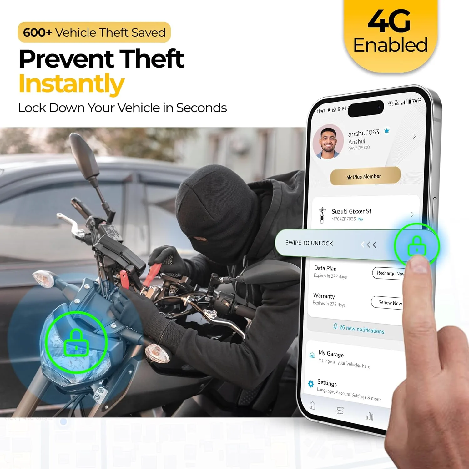 best bike gps tracker - Ajjas 4G Lite (Remote Engine Lock) W 4 Ajjas 4G Lite (Remote Eng - view 4