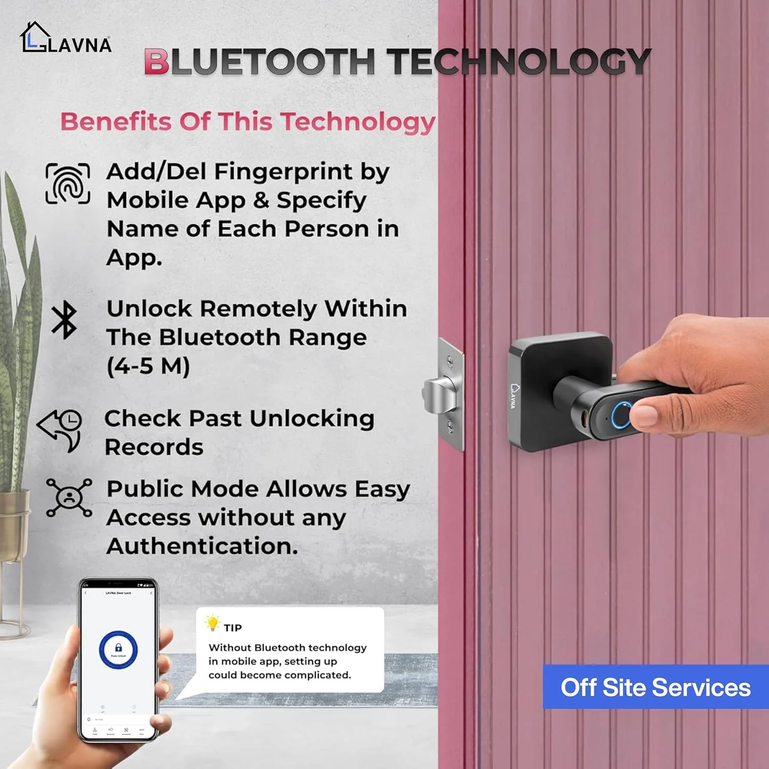 In-Depth Review: best smart door lock - LAVNA Smart Door Lock | 3 Way Unlock | Fingerprint, Mobile app, Key Access Suitable for 28 mm to 55mm Wooden D 3 LAVNA Smart Door Lock | 3 - view 2
