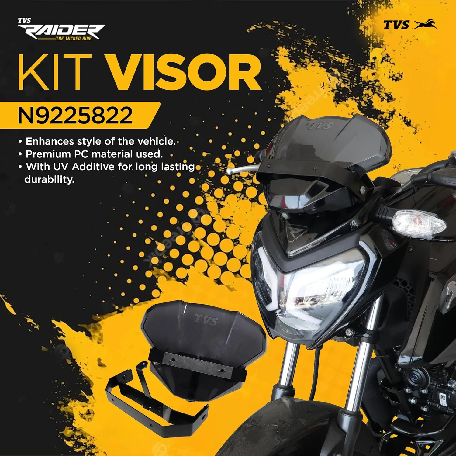 In-Depth Review: best bike windscreen deflector - TVS Kit Visor Windshield Raider, Front Headlight Visor Bike Wind Deflectors Windscreen Glass Black P 7 TVS Kit Visor Windshiel - view 6