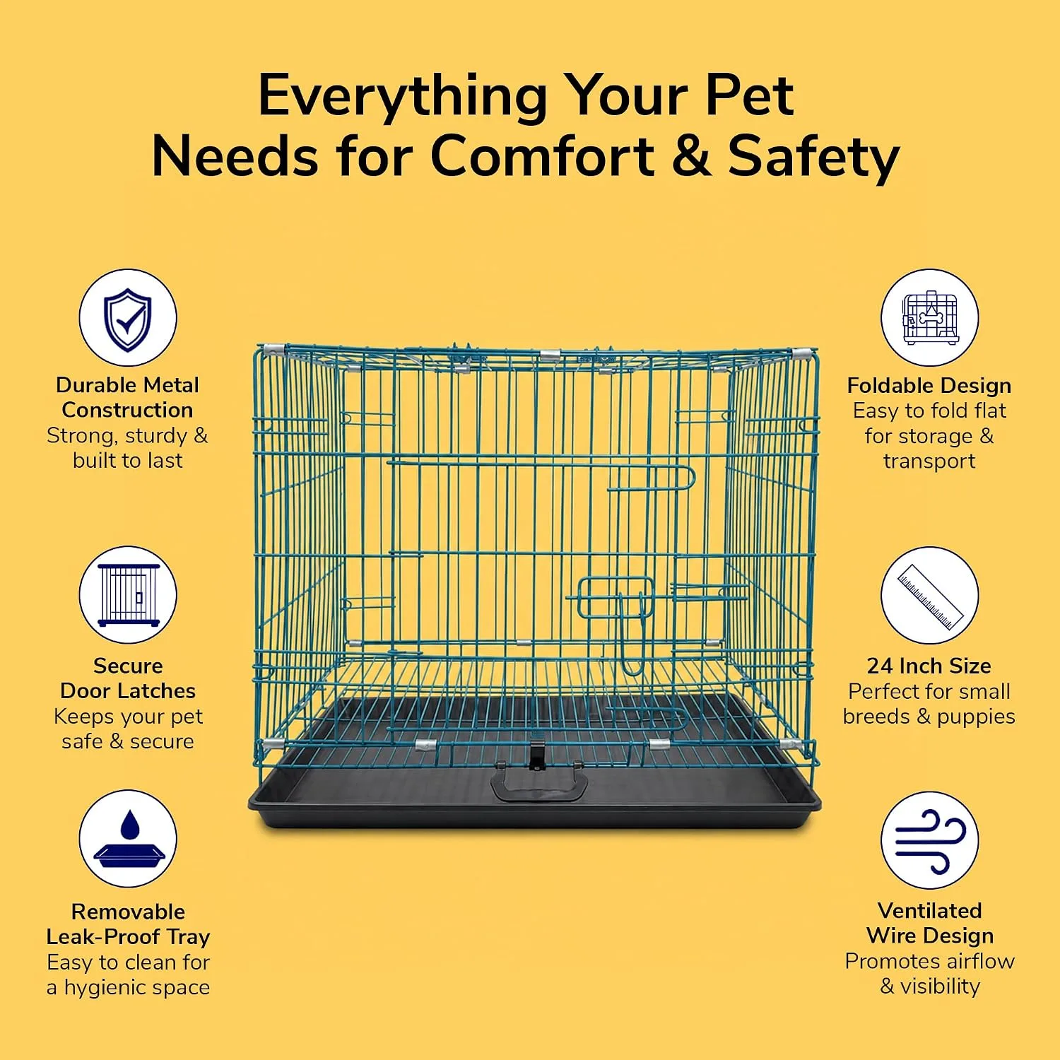 In-Depth Review: best rabbit hutch - PETJOY Foldable Metal Dog Cage | 24 Inch Dog Crate Kennel for Puppies, Medium Dogs, Cats & Rabbits | Double 4 PETJOY Foldable Metal Dog - view 3