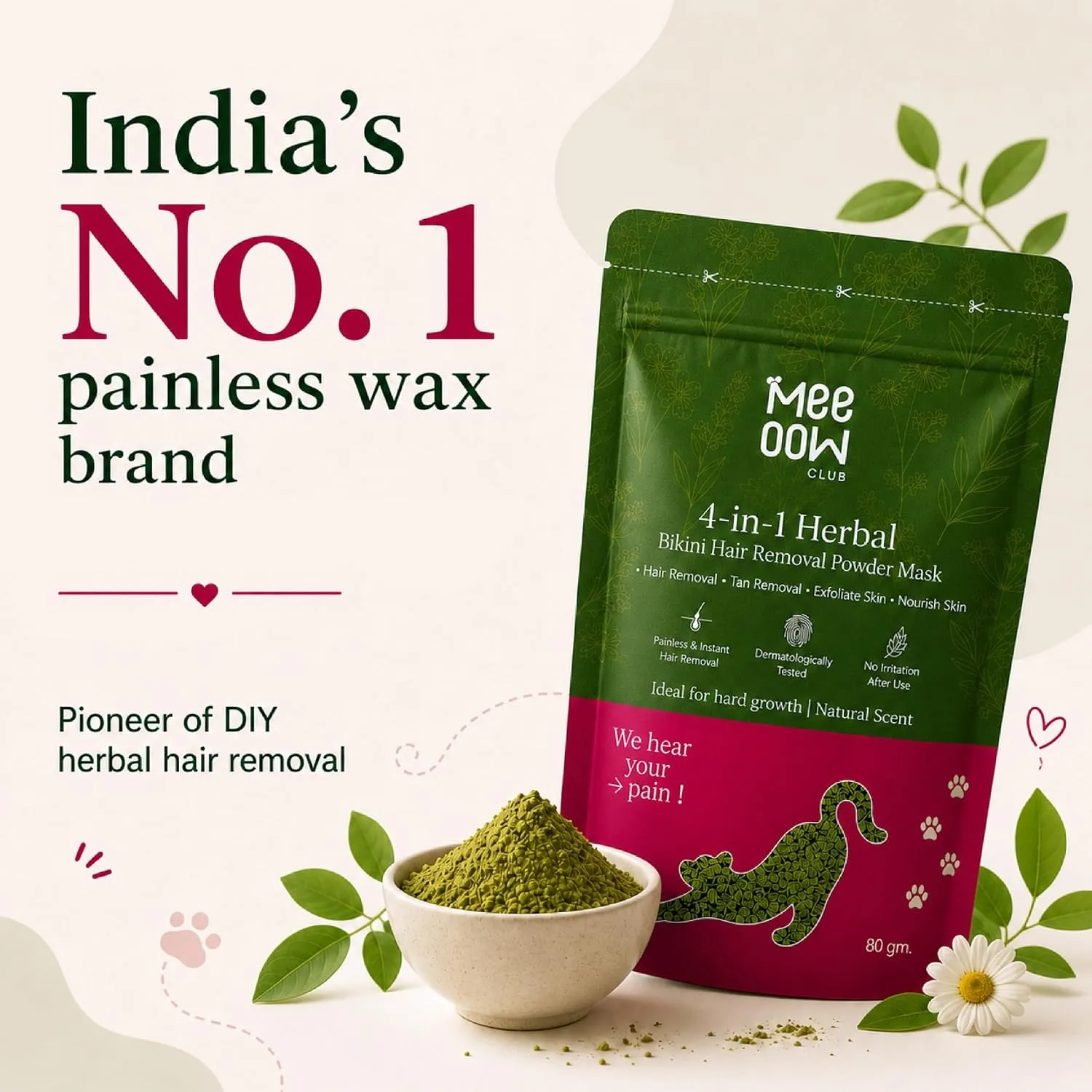 In-Depth Review: best hair removal wax kit - MEEOOW CLUB 4-in-1 Herbal Bikini Wax Powder for Women | Instant Bikini Line Hair Removal | Made for Sensi 3 MEEOOW CLUB 4-in-1 Herbal - view 2