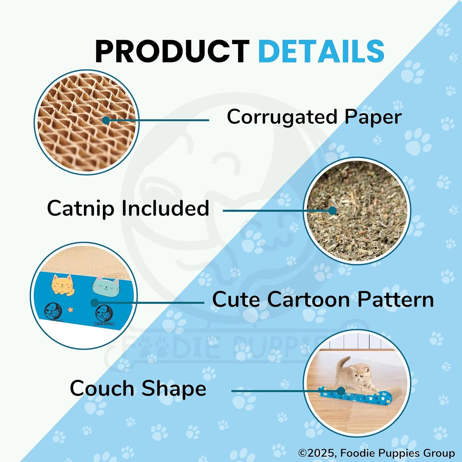 In-Depth Review: best cat scratching board - Foodie Puppies 2-in-1 Reversible Cat Scratcher Pad with Catnip for Cats & Kittens, (Couch, 43.5 x 23 5 Foodie Puppies 2-in-1 Reve - view 4