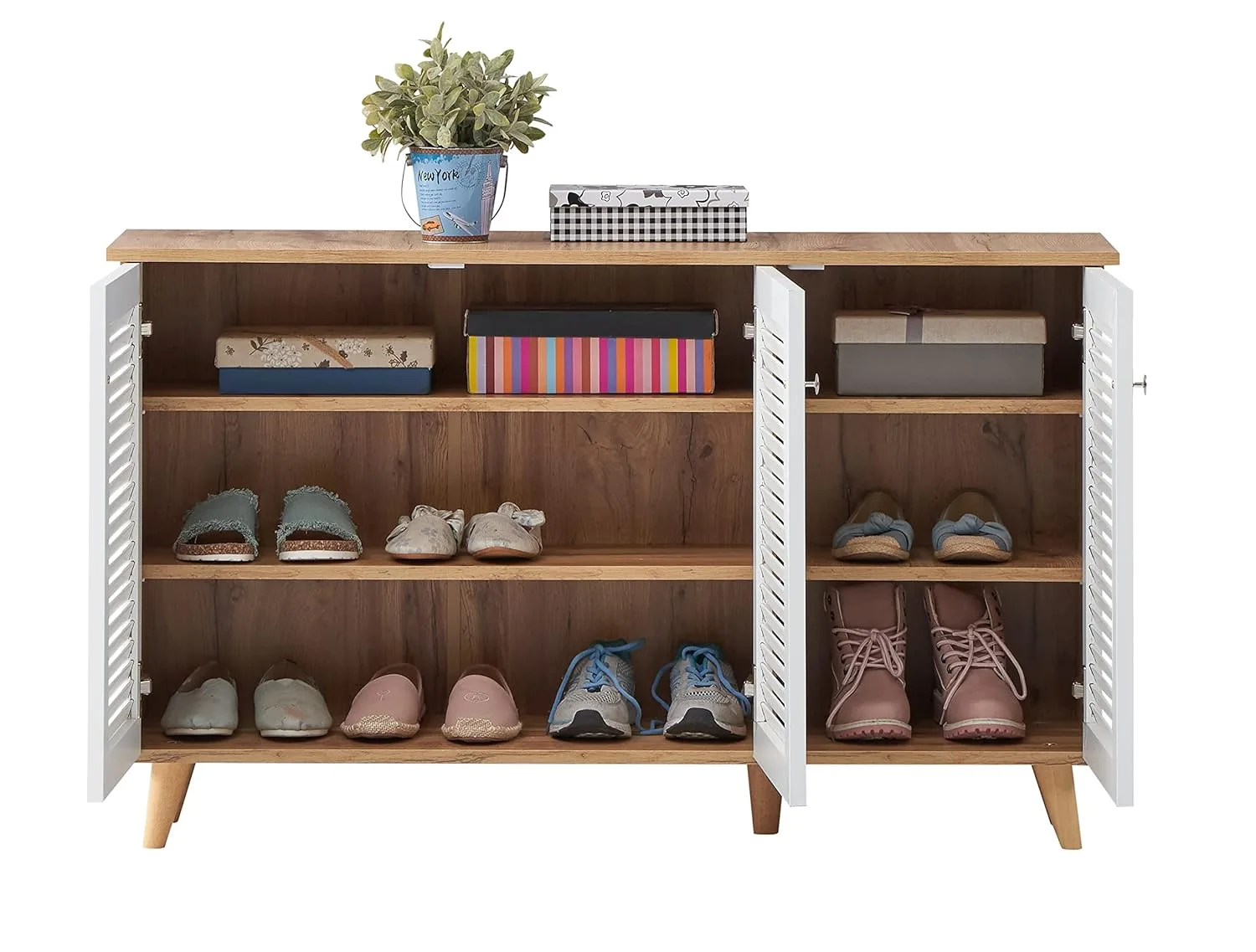 In-Depth Review: best shoe cabinet - DeckUp Plank Noordin 3-Door Engineered Wood Shoe Rack (Wotan Oak and White, Matte Finish) | | best shoe cabinet 7 DeckUp Plank Noordin 3-Doo - view 6