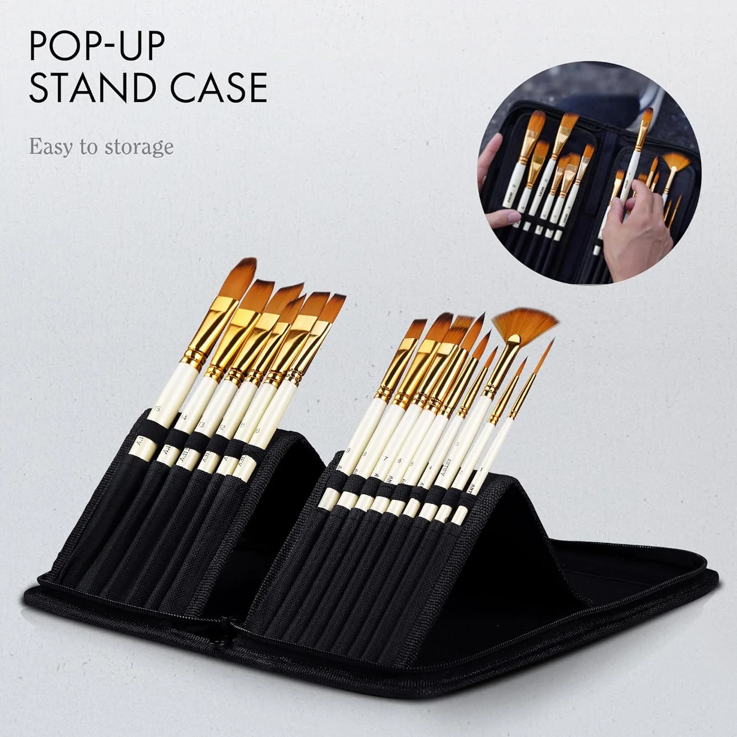 In-Depth Review: best oil paint set - ARTIFY 15 Pieces Paint Brush Set, Intermediate Series, Includes Pop-Up Carrying Case with Palette Knife and 2 Sp 4 ARTIFY 15 Pieces Paint Bru - view 3