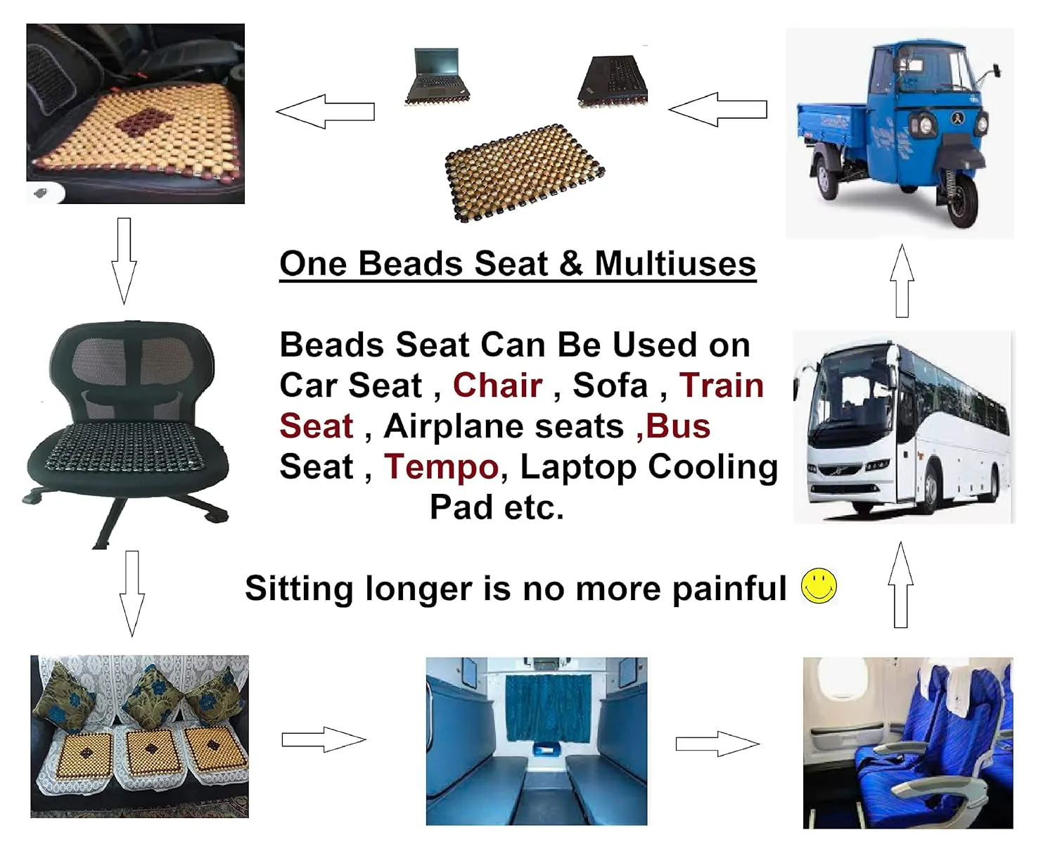 In-Depth Review: best car seat cover - Q1 Beads SBeige Wooden Beads Acupressure Mat Car Accessories Beads Seat Cover for Driver/heating pad/gel pad co 7 Q1 Beads SBeige Wooden - view 6
