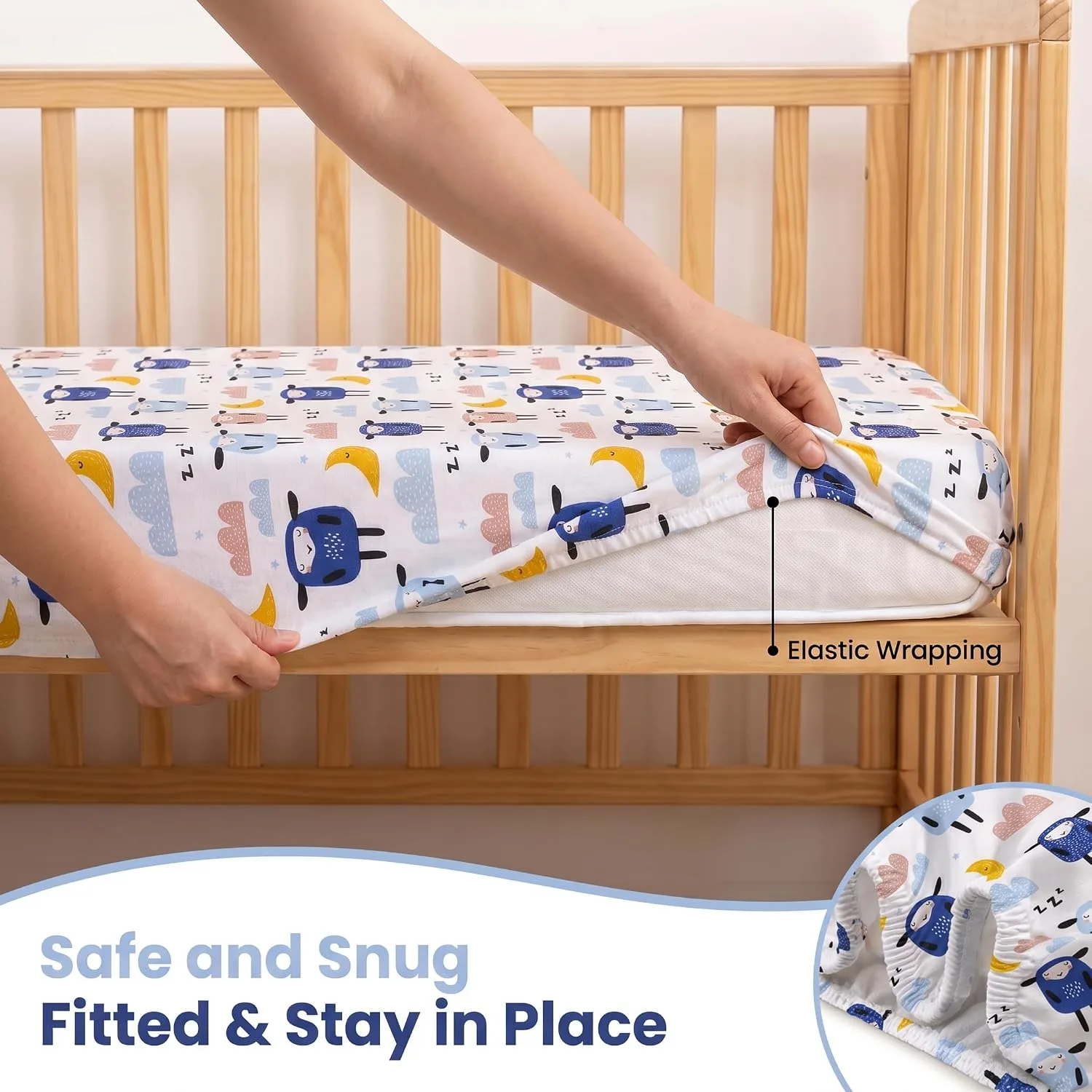 In-Depth Review: best travel crib baby - A Baby Cherry Fitted Crib Sheet 100% Organic Jersey Cotton 125 * 65CM, 2 Pack Super Soft and Cozy Crib Cover 6 A Baby Cherry Fitted - view 5
