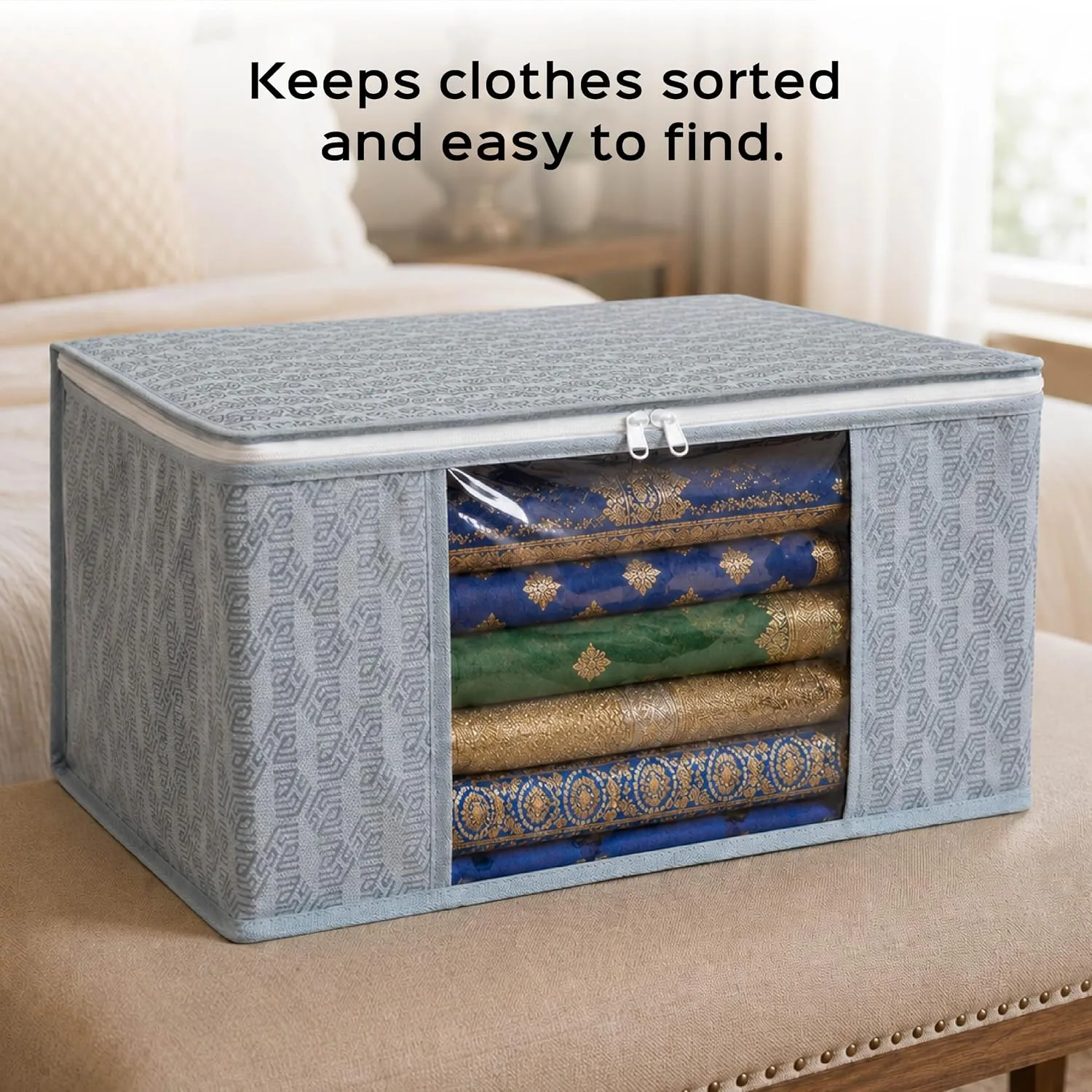 In-Depth Review: best wardrobe organizer - Homestrap Set of 6 Non-Woven Printed Saree Cover/Cloth Storage/Wardrobe Organizer For Clothes with Transpar 9 Homestrap Set of 6 Non-Woven - view 8