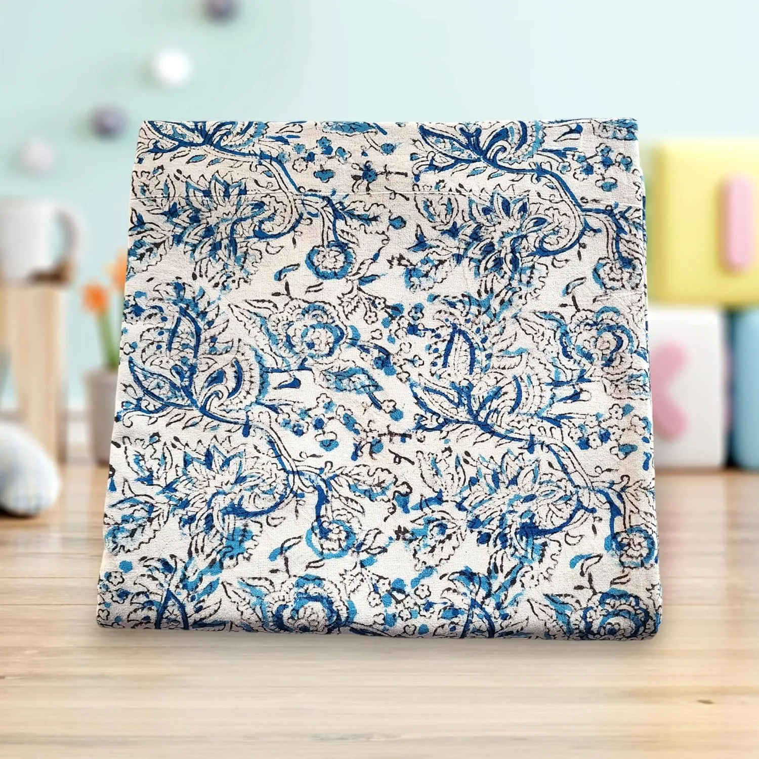 In-Depth Review: best kalamkari fabric decor - Kalamkari Print Fabric Blouse Material, 1 Metre, Beige and Blue 4 Kalamkari Print Fabric Blouse - view 3