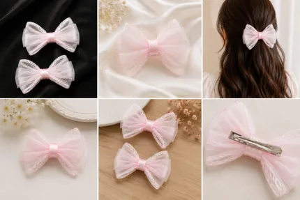 3-Piece Pink Organza Bow Ha - view 2