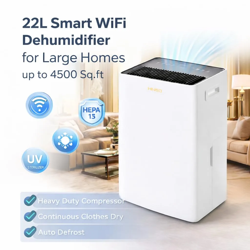 best dehumidifier for home - HINISO 22L Smart WiFi Compresso 4 HINISO 22L Smart WiFi Comp - view 4
