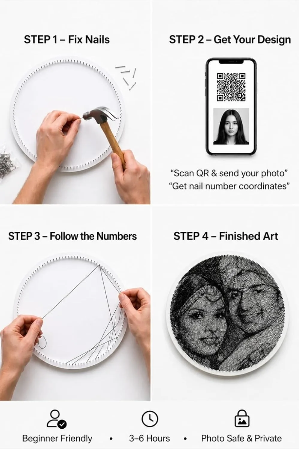 In-Depth Review: best string art kit - String Art Portrait Kit Couple | Personalized Custom Photo Gift | Handmade DIY Wall Art for Anniversary & 7 best string art kit view 5