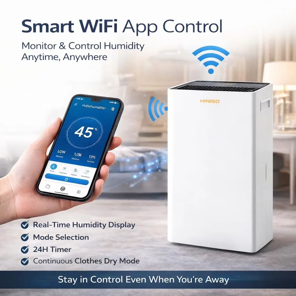 best dehumidifier for home - HINISO 22L Smart WiFi Compresso 6 HINISO 22L Smart WiFi Comp - view 6
