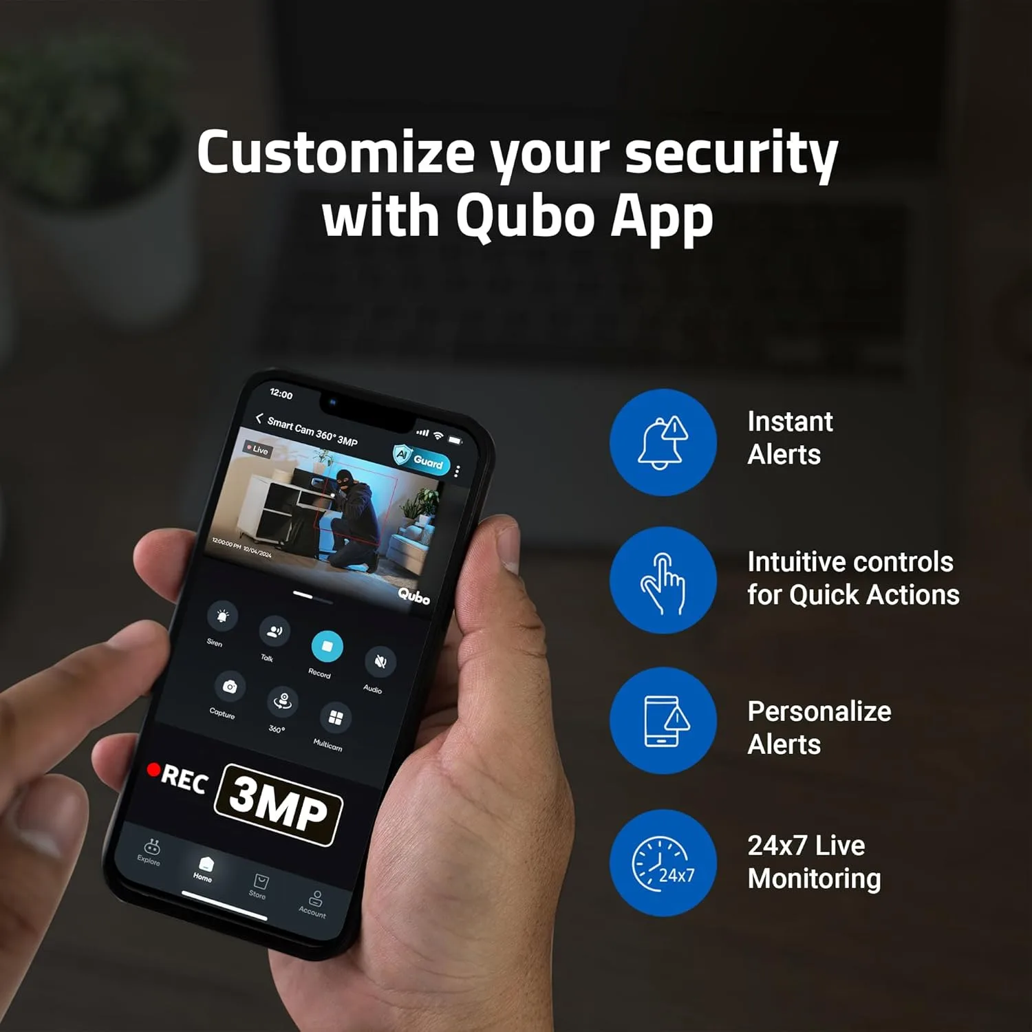 Qubo Smart Cam 360° 3MP - view 9