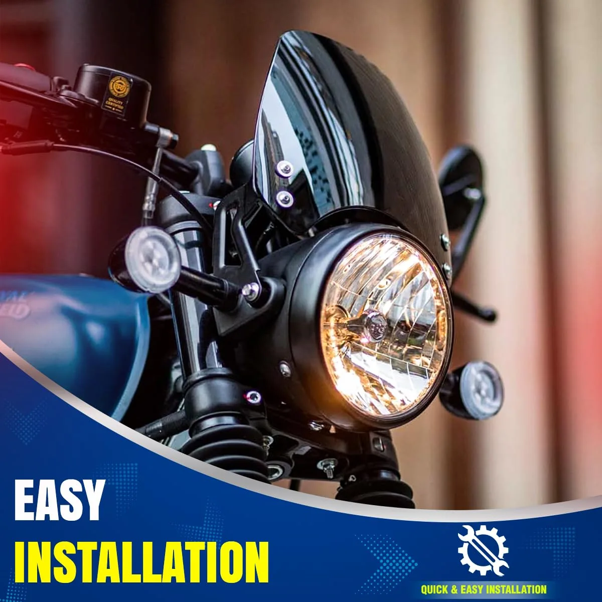 In-Depth Review: best bike windshield - OTO2EYE Hunter 350 Visor Glass | Unbreakable Headlight Bolt Visor | Windshield Protector| Wind Deflector for B 5 OTO2EYE Hunter 350 Visor Gl - view 4