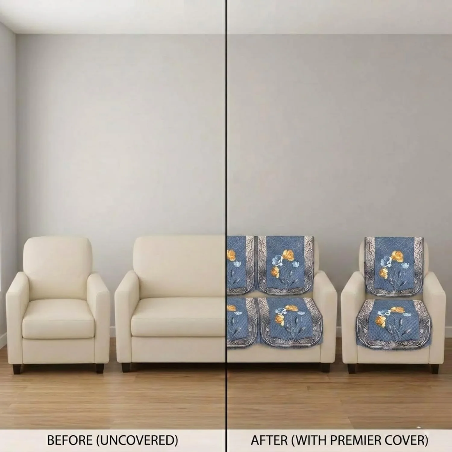 In-Depth Review: best sofa cover set - Luxury Quilted Velvet Sofa Cover Set 5 Seater (3+1+1), Anti-Slip Floral Sofa Slipcovers, Soft Padded Sofa Prote 4 Luxury Quilted Velvet Sofa - view 3