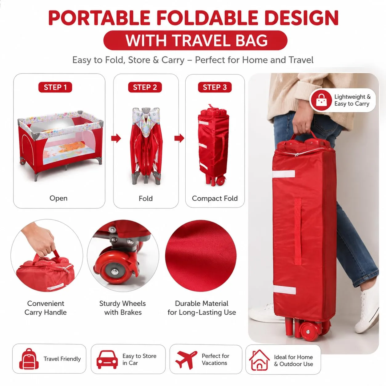 In-Depth Review: best baby crib bed - Safe-O-Kid Baby Cot Foldable with Travel Bag | 2-in-1 Baby Playpen & Cot | 1 Year Warranty | Portable Baby Crib 7 Safe-O-Kid Baby Cot Foldable w - view 6