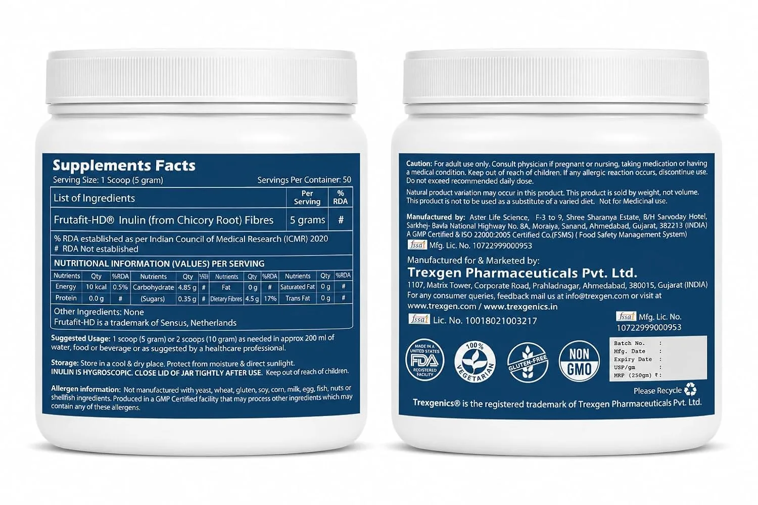In-Depth Review: best probiotic supplements - Trexgenics INULIN FRUTAFIT HD PURE POWDER From SENSUS, NETHERLANDS, Chicory root source prebiotic fibres 3 Trexgenics INULIN FRUTAFIT HD - view 2