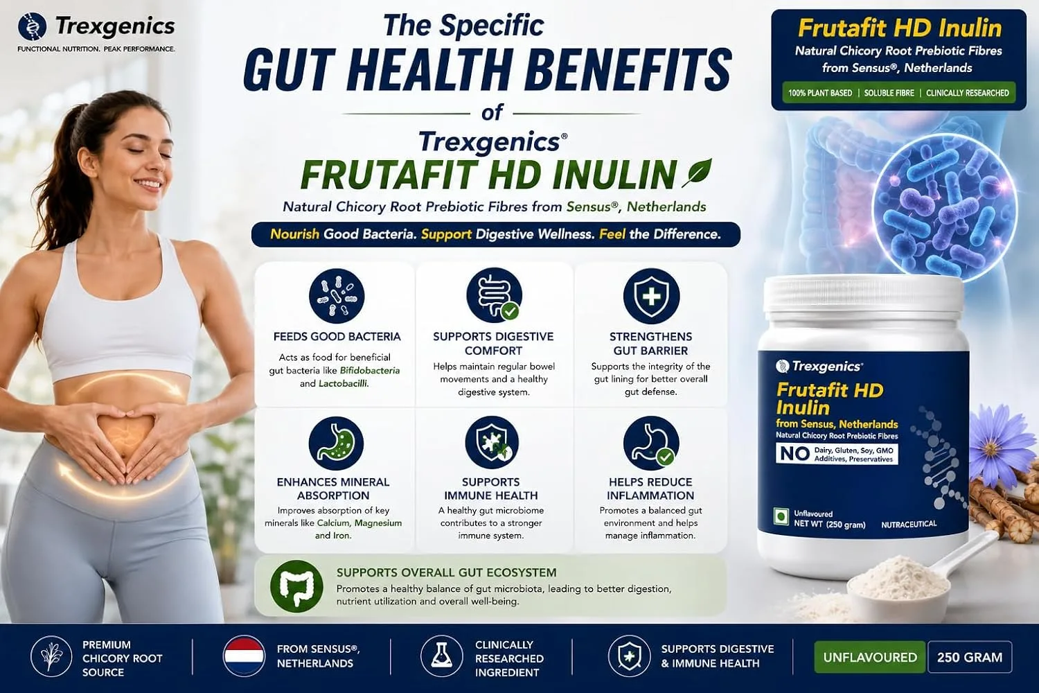 In-Depth Review: best probiotic supplements - Trexgenics INULIN FRUTAFIT HD PURE POWDER From SENSUS, NETHERLANDS, Chicory root source prebiotic fibres 6 Trexgenics INULIN FRUTAFIT HD - view 5