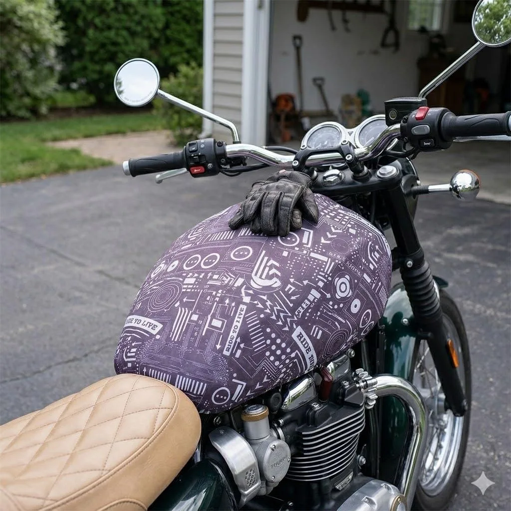 In-Depth Review: best bike tank cover - Road Religion® Universal Motorcycle Fuel Tank/Petrol Tank Cover Ride to Live Printed Stretchable Tank Protect 6 Road Religion® Universa - view 5