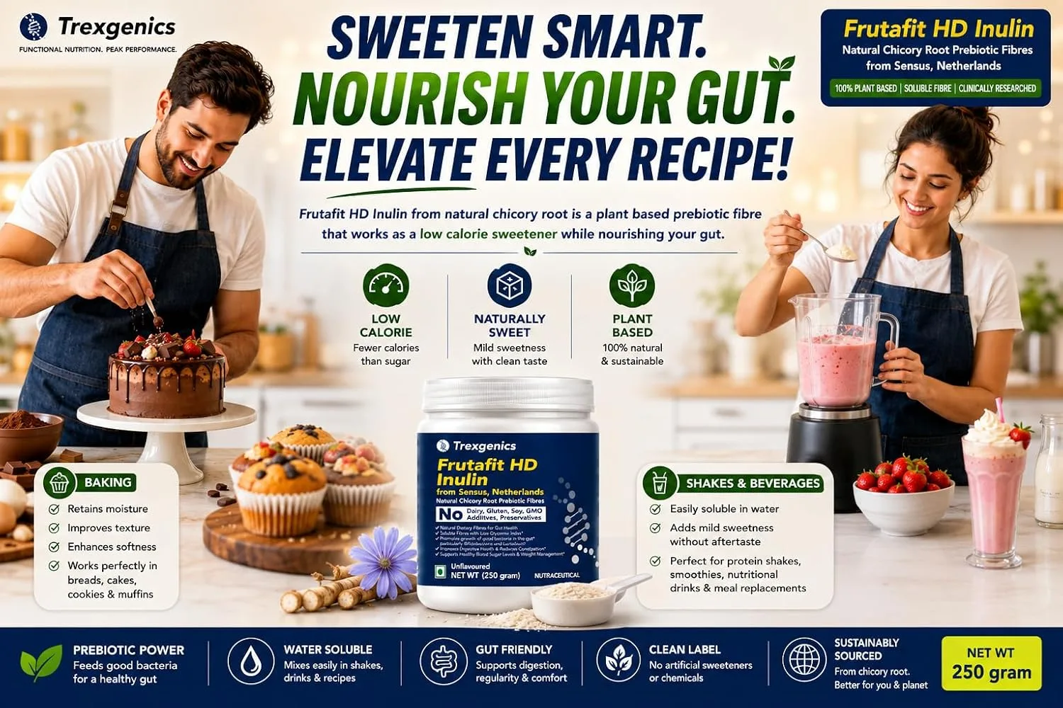 In-Depth Review: best probiotic supplements - Trexgenics INULIN FRUTAFIT HD PURE POWDER From SENSUS, NETHERLANDS, Chicory root source prebiotic fibres 7 Trexgenics INULIN FRUTAFIT HD - view 6