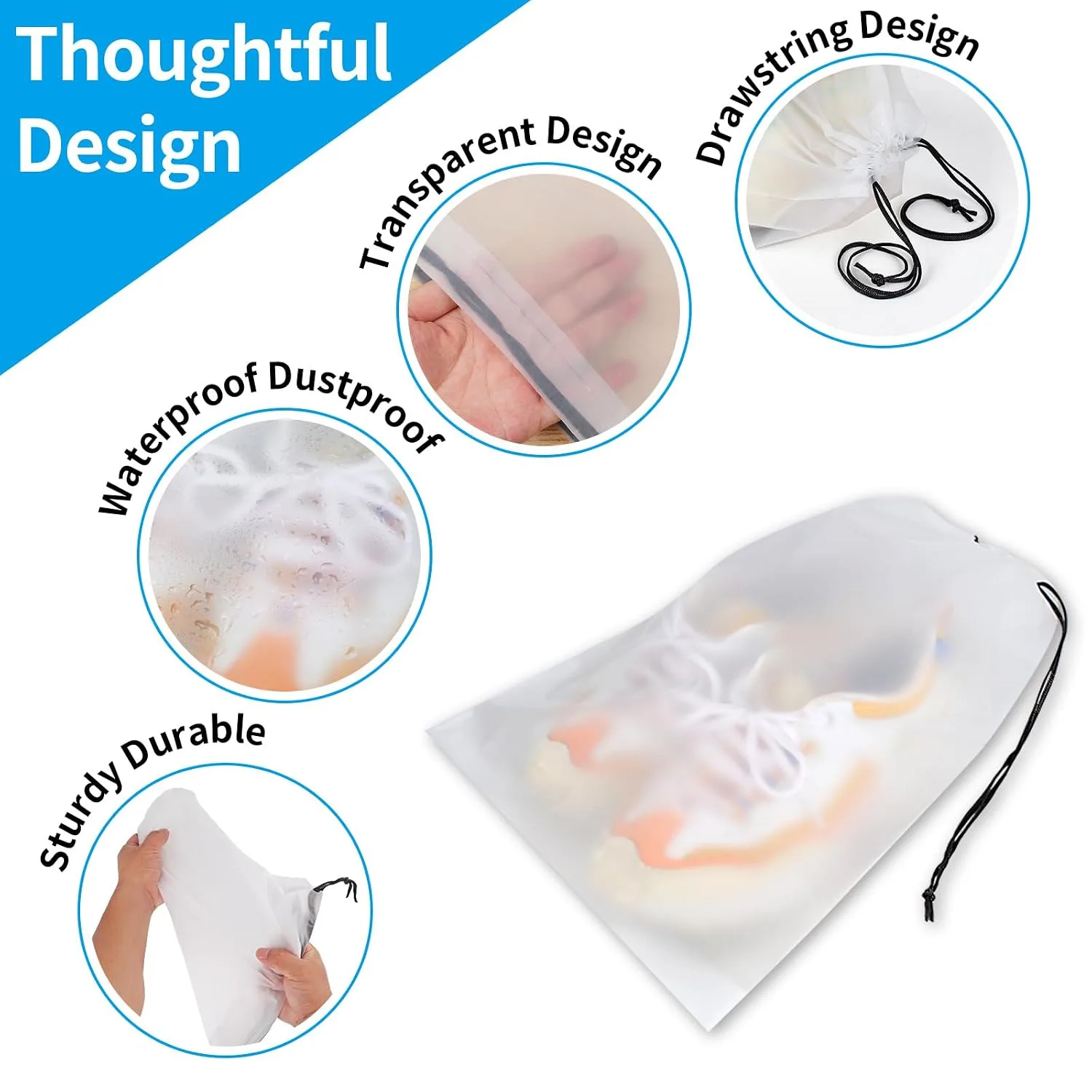 In-Depth Review: Shoe Bags for Travel, Drawstring Packing Bags, Dustproof Portable Storage Bag for Men and Women, Clear, Large, 10 Pack | | best trave 4 Shoe Bags for Travel, Drawstring Packing Bags, Dustproof Portable Storage Bag for Men and Women, Clear, Large, 10 Pack | | best travel shoe bag view 2
