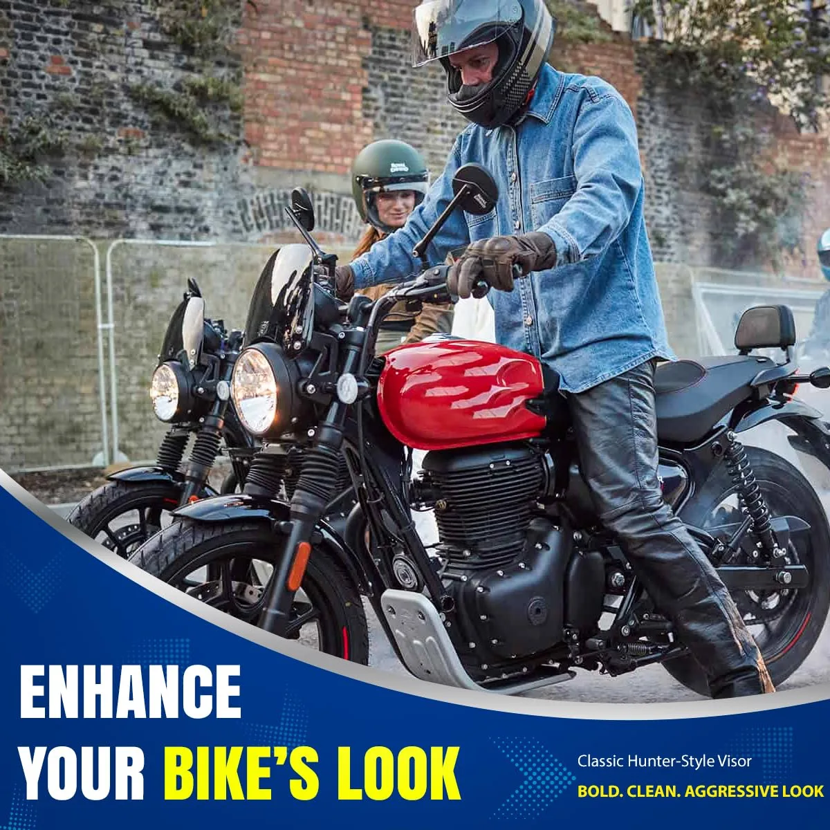 In-Depth Review: best bike windshield - OTO2EYE Hunter 350 Visor Glass | Unbreakable Headlight Bolt Visor | Windshield Protector| Wind Deflector for B 6 OTO2EYE Hunter 350 Visor Gl - view 5