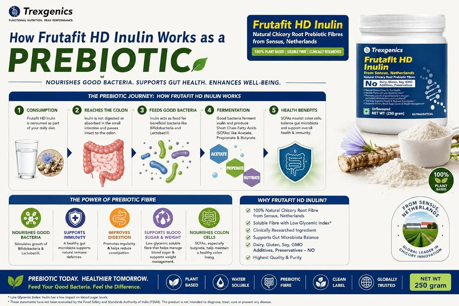 In-Depth Review: best probiotic supplements - Trexgenics INULIN FRUTAFIT HD PURE POWDER From SENSUS, NETHERLANDS, Chicory root source prebiotic fibres 5 Trexgenics INULIN FRUTAFIT HD - view 4