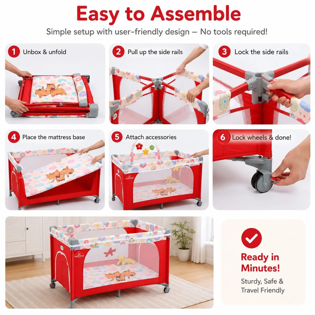 In-Depth Review: best baby crib bed - Safe-O-Kid Baby Cot Foldable with Travel Bag | 2-in-1 Baby Playpen & Cot | 1 Year Warranty | Portable Baby Crib 5 Safe-O-Kid Baby Cot Foldable w - view 4