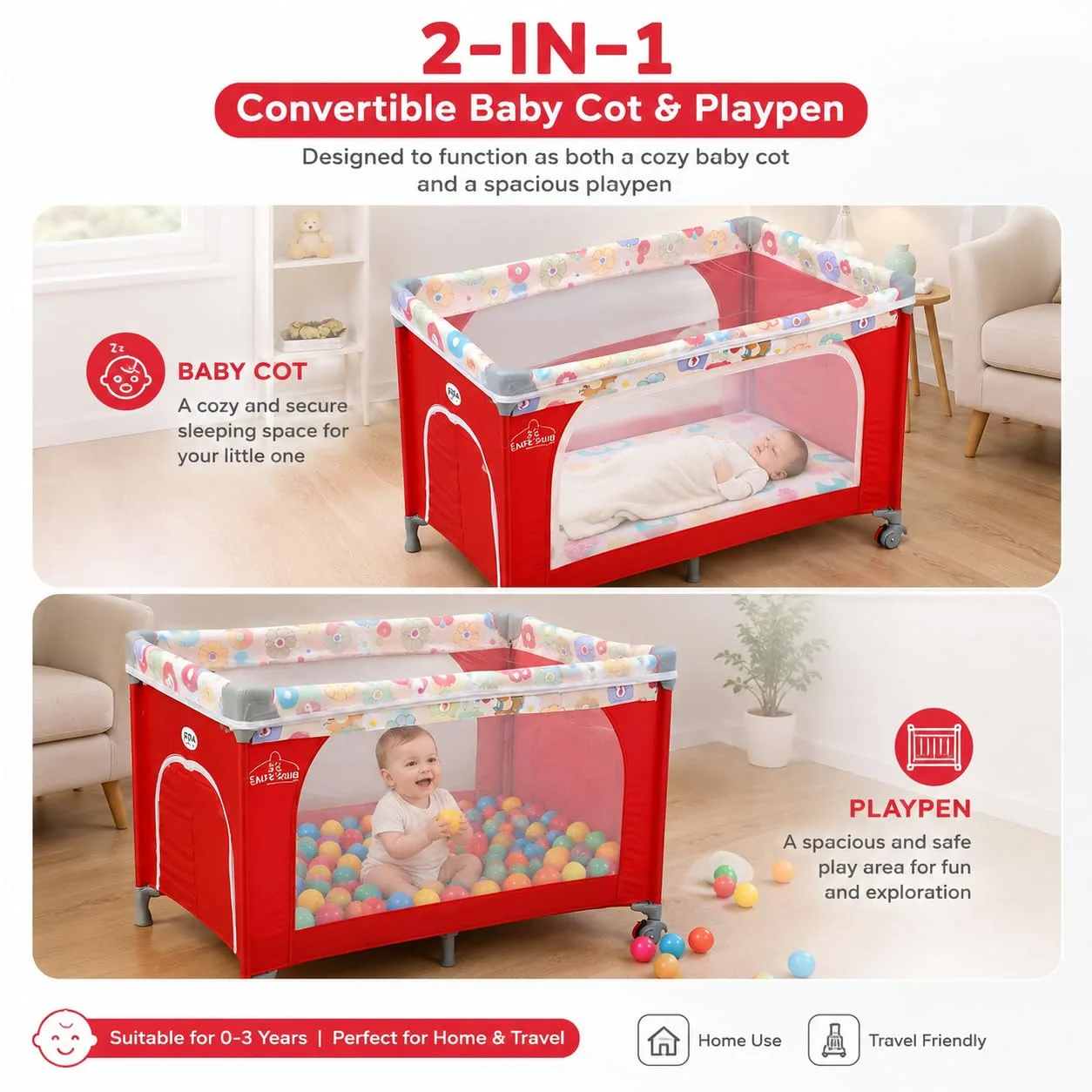 In-Depth Review: best baby crib bed - Safe-O-Kid Baby Cot Foldable with Travel Bag | 2-in-1 Baby Playpen & Cot | 1 Year Warranty | Portable Baby Crib 9 Safe-O-Kid Baby Cot Foldable w - view 8