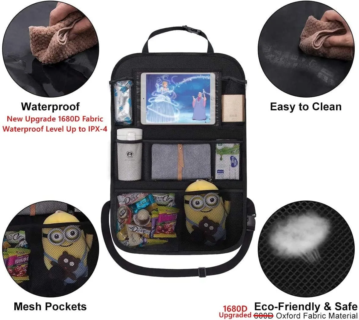 In-Depth Review: best car back seat organizer - ONE PIX Backseat Car Organizer Mats Back Seat Organizers and Storage Bag with Touch Screen Tablet Hold 5 ONE PIX Backseat Car Or - view 4