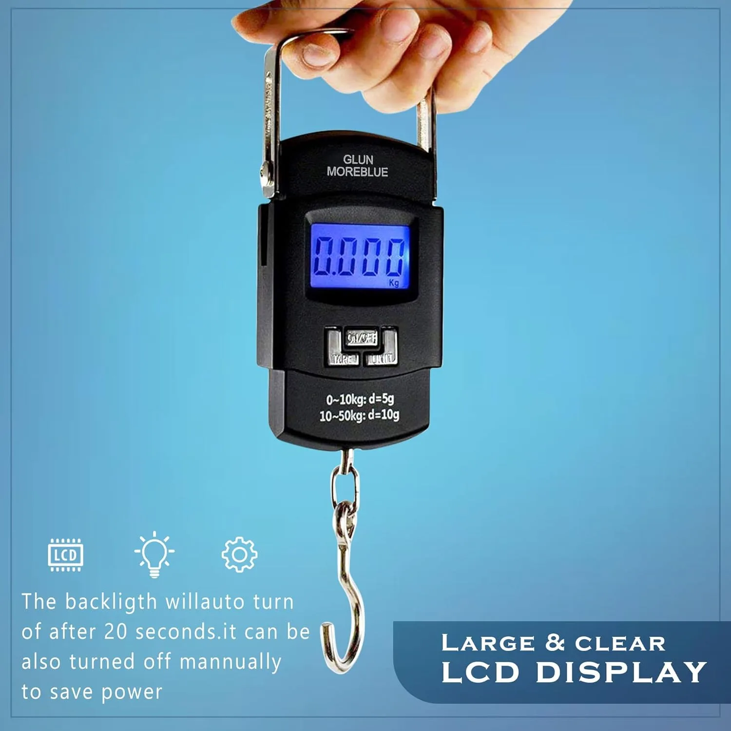 In-Depth Review: best travel weighing scale - GLUN® Electronic Portable Digital LED Screen Luggage Weighing Scale, 50 kg/110 Lb For Multi-Purpose Use 3 GLUN® Electronic Portable - view 2