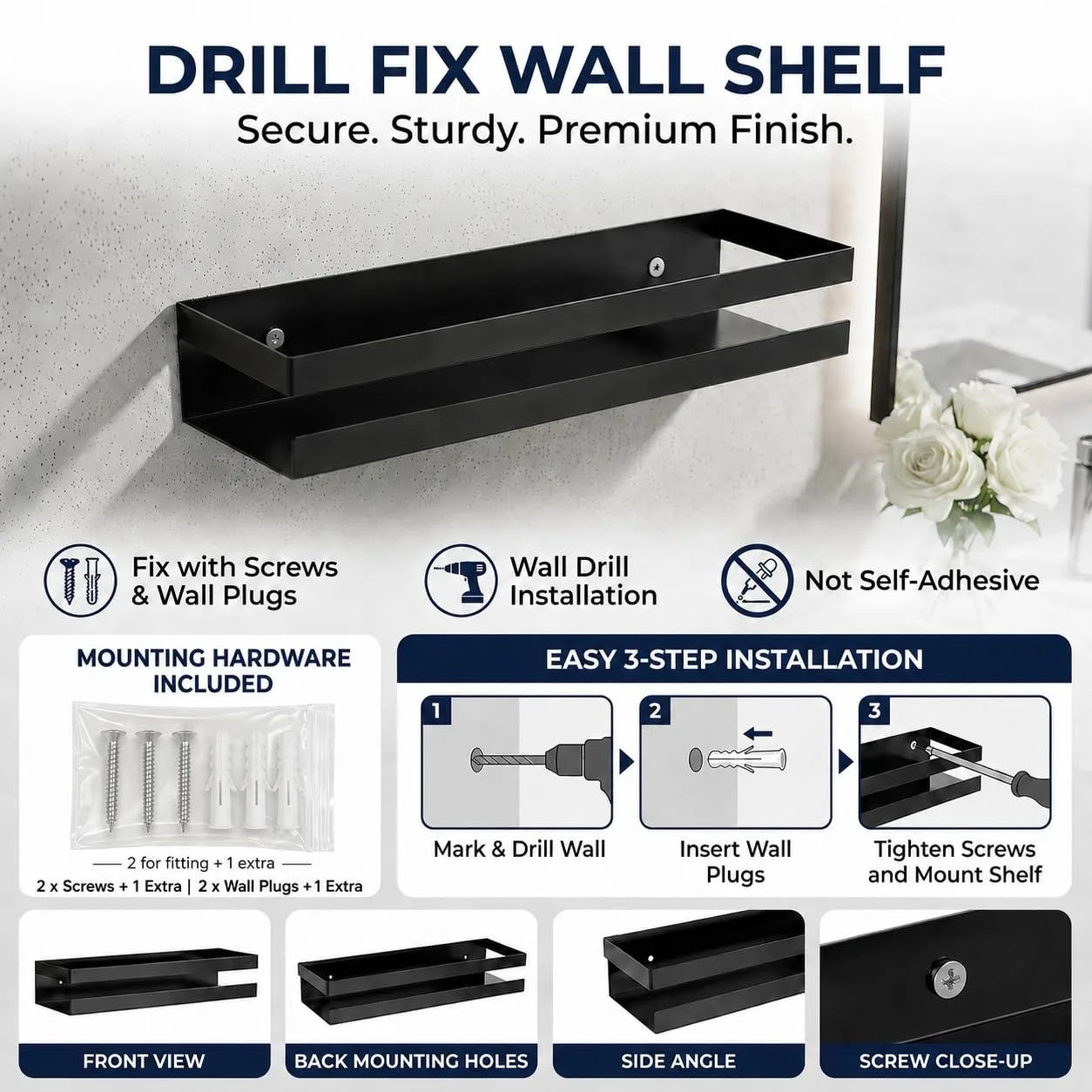 In-Depth Review: best wall shelf floating - Amazon Brand – Umi Metal Multi-Purpose Wall Mount Floating Shelf Wall Mounted Storage Shelf for Kitc 4 best wall shelf floating view 3