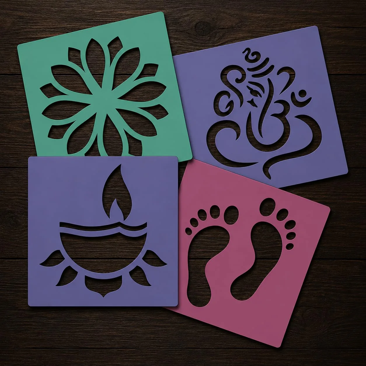 In-Depth Review: best rangoli stencils - Ascension 10 Rangoli Powder Colors Bottles 4 Stencils and 2 Fillers Design Creativity Diwali Decoration Item 10 Ascension 10 Rangoli Powder C - view 9