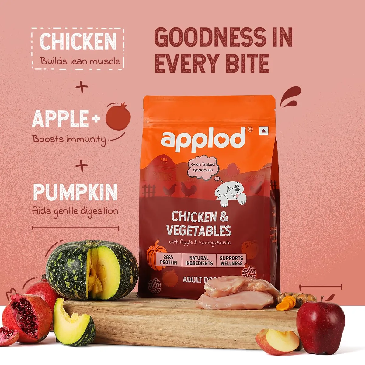 In-Depth Review: best puppy food dry - Chicken & Vegetables with Apple & Pomegranate Adult Dry Dog Food | Oven-Baked Complete Nutrition for 3 Chicken & Vegetables w - view 2