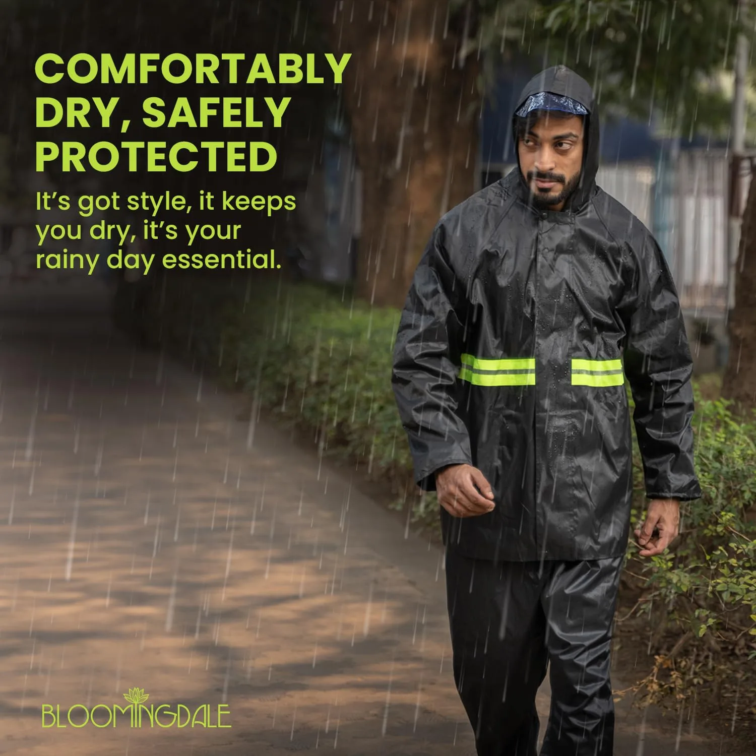 In-Depth Review: best travel raincoat poncho - Bloomingdale Rain Coat For Men & Women Waterproof Bike Raincoat For Men With Pant Set Reflective Rainco 3 Bloomingdale Rain Coat For Men & - view 2