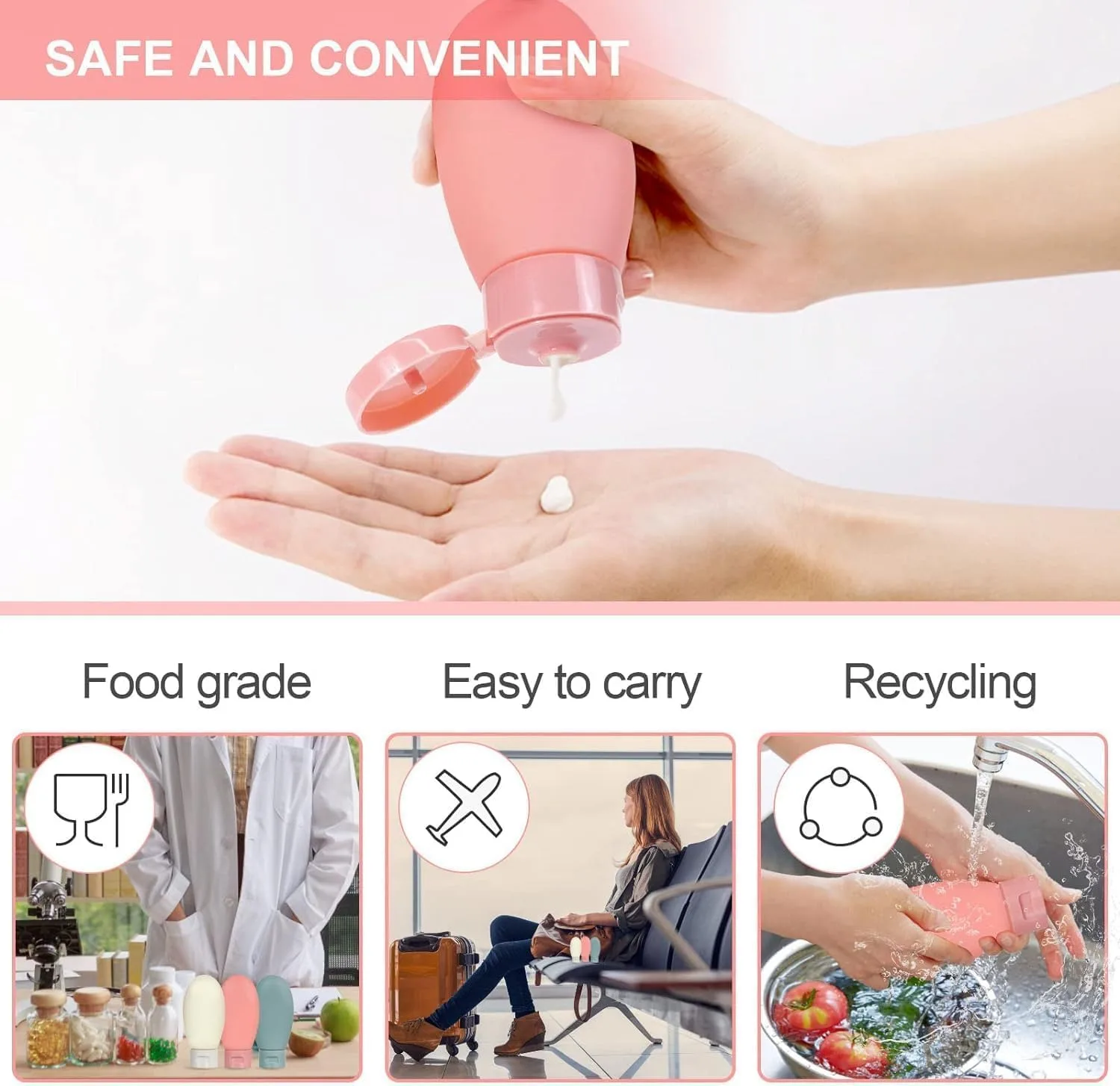 In-Depth Review: best travel size shampoo bottles - Nibbler Pack of 3 Travel Bottle Kit for Toiletries, Leak Proof Travel Size Bottles, Travel Contain 9 Nibbler Pack of 3 Travel Bo - view 8